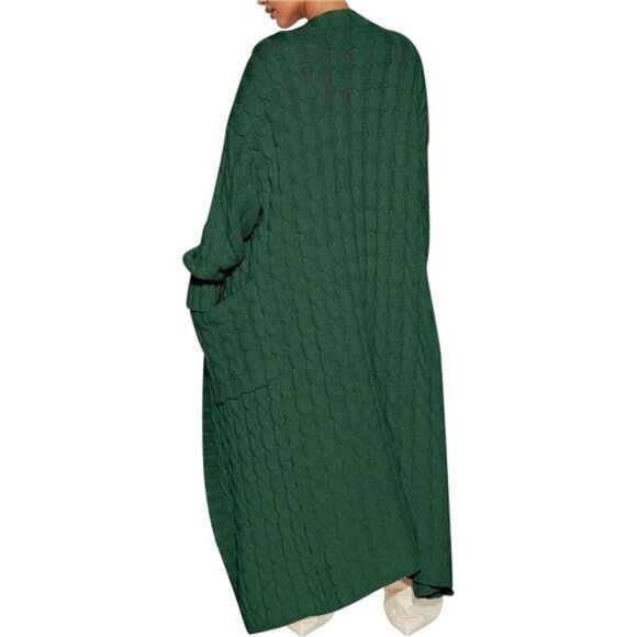 Womens Long Cardigan Sweaters Trendy Green - Picture 5 of 5